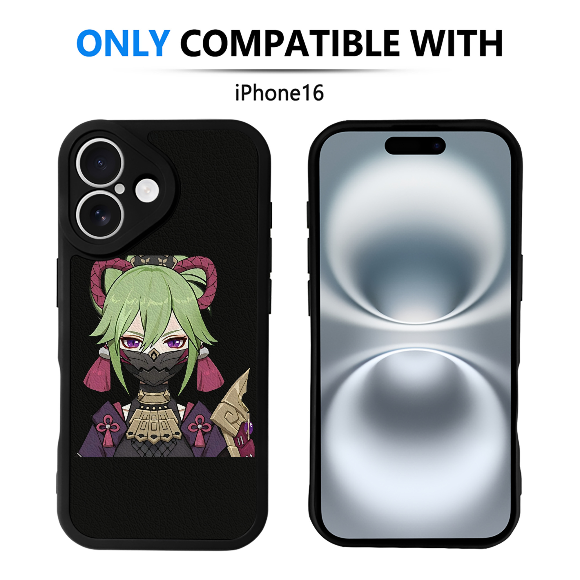 げんし神  久岐忍 くき しのぶ genshin Kuki Shinobu 【iPhone 16シリーズ対応】シリコンスマホケース（レザー調） 材質：シリコン